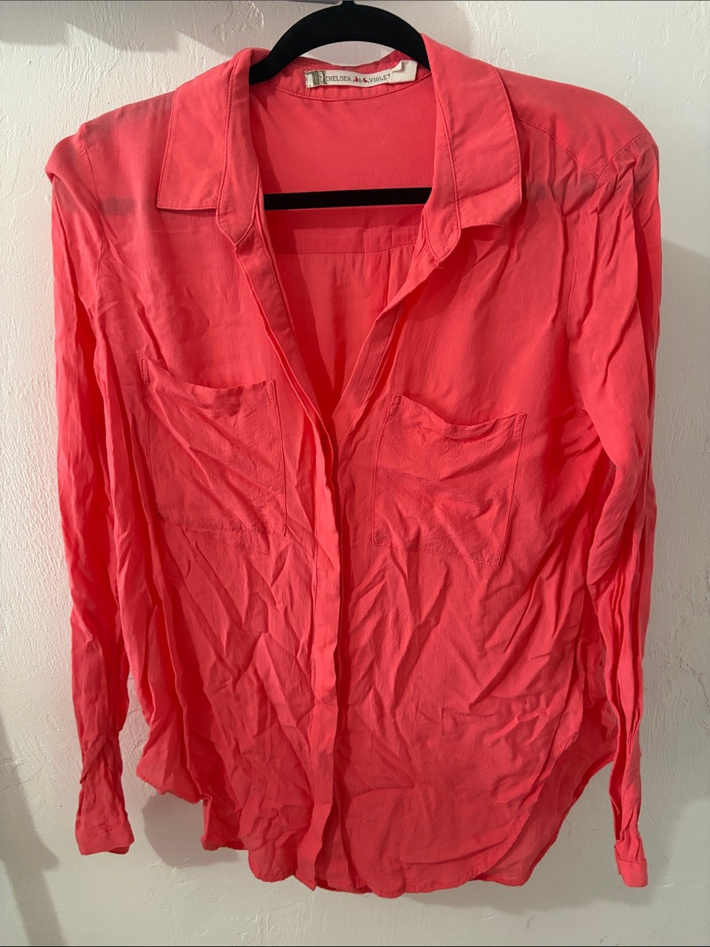 Chelsea & Violet Coral-Pink Button Front Blouse